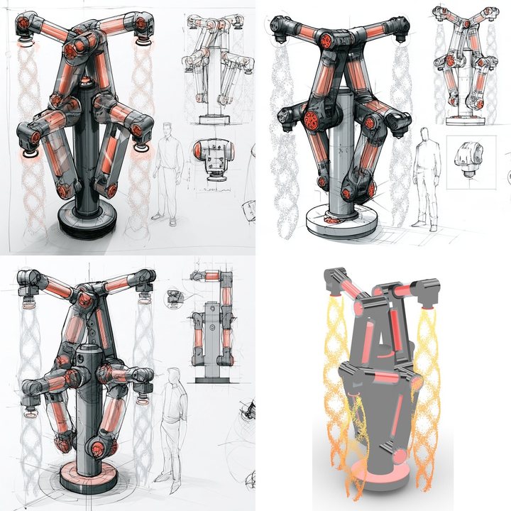 Quad, robot arm concept: sketches